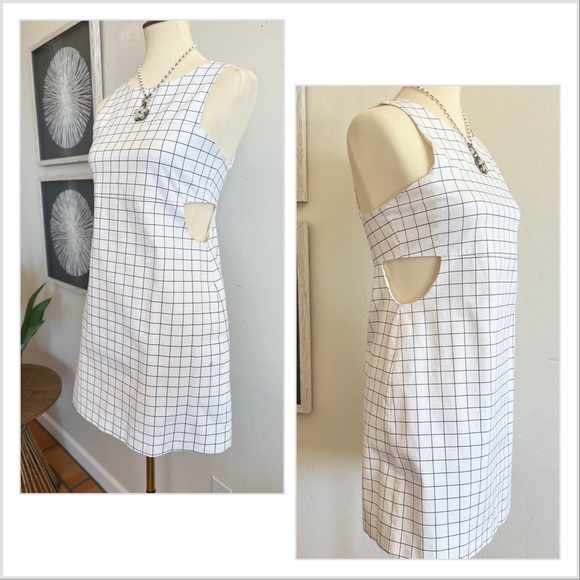 NWOT Kate Spade Saturday Window Pane Side Cut-out Dress - Picture 2 of 6